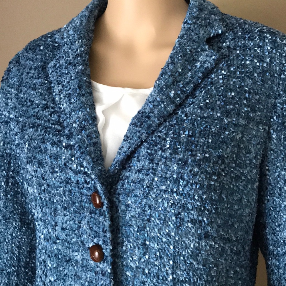 J. McLaughlin blue tweed blazer Sz 10 - Picture 2 of 8